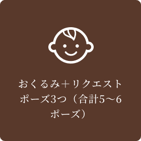 おくるみ＋リクエストポーズ3つ（合計5～6ポーズ）
